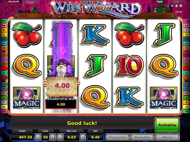 Интерфейс игрового автомата Win Wizards.